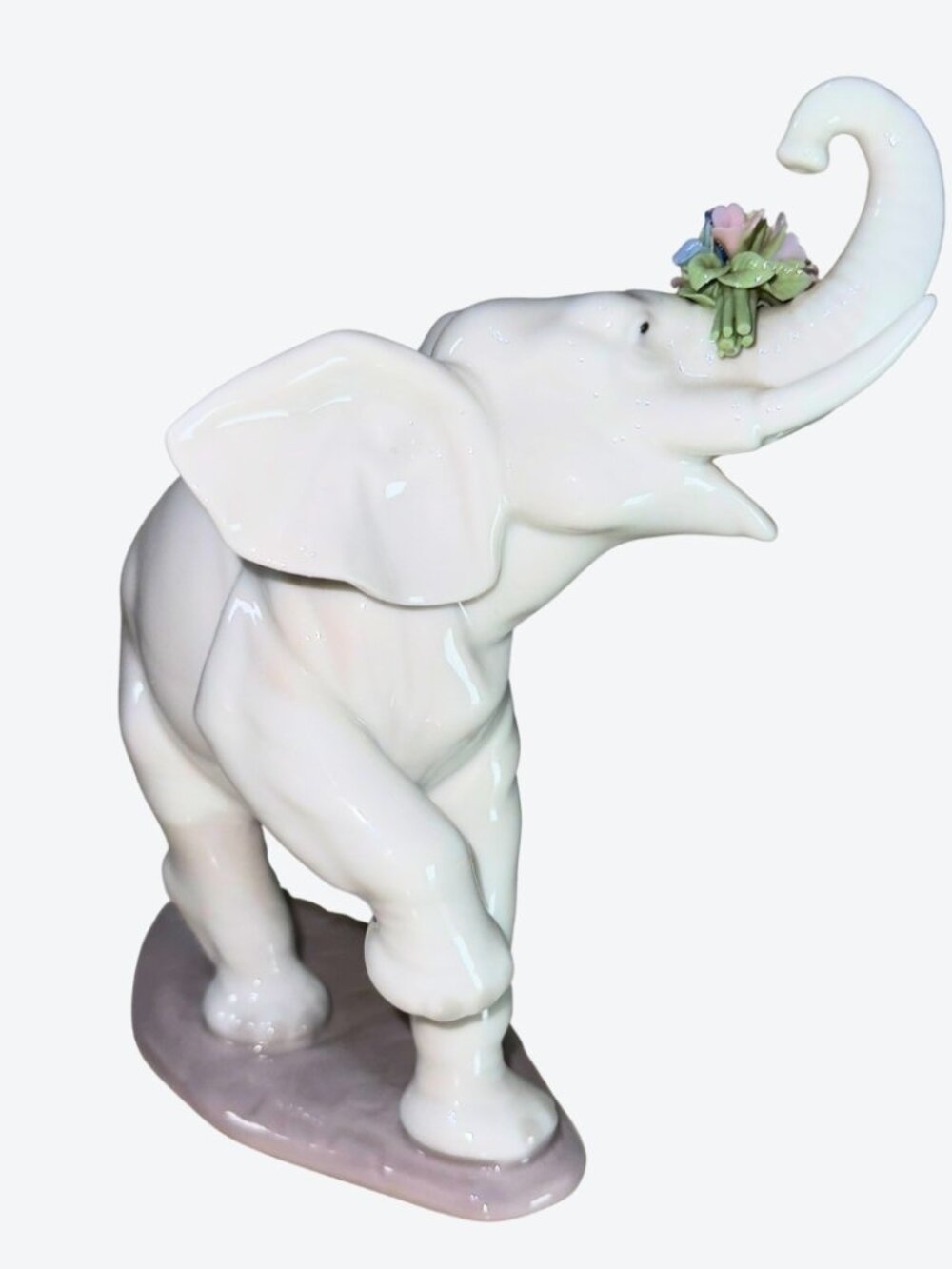 LLADRÓ Baby Elephant with Pink Flower Porcelain Figurine Spain - Picture 5 of 13
